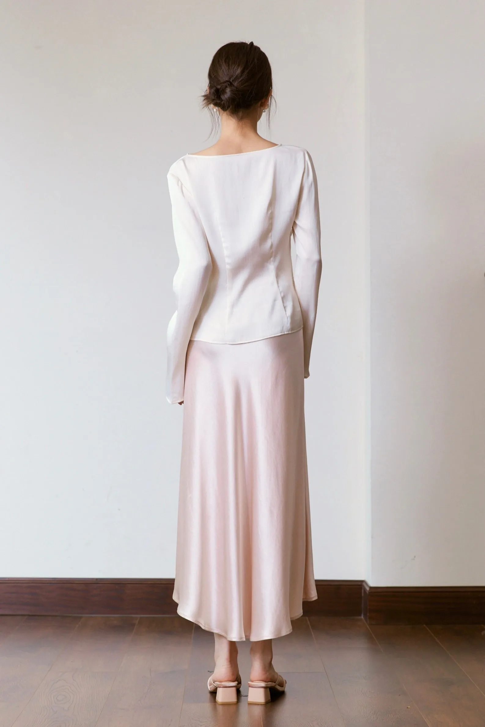Mermaid Acetate Midi Skirt - Pink