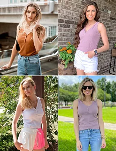 MEROKEETY Women's 2024 Casual Tank Tops Summer Solid Color Ribbed Sleeveless Basic Shirts, White