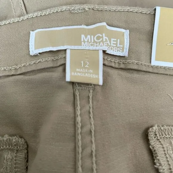 Micheal Kors - High Rise Straight Ankle Cargo Pants Size: 12 Color: Khaki