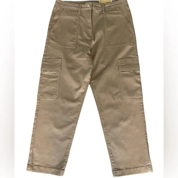 Micheal Kors - High Rise Straight Ankle Cargo Pants Size: 12 Color: Khaki