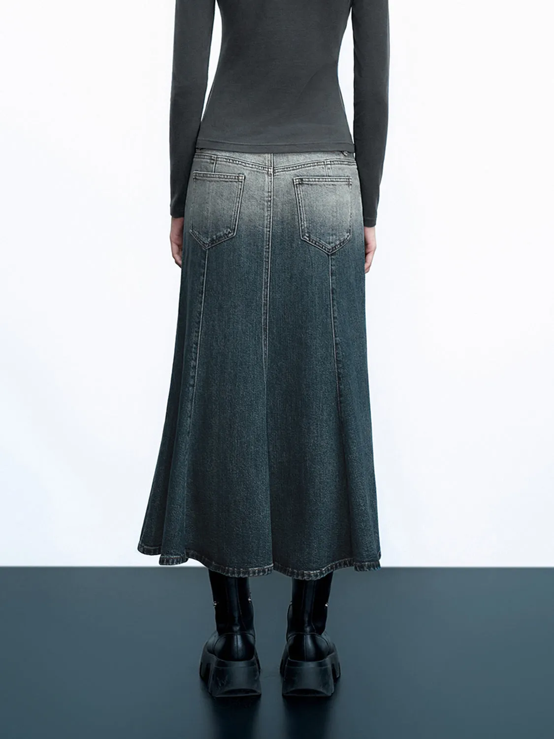 Midi Fishtail Denim Skirts