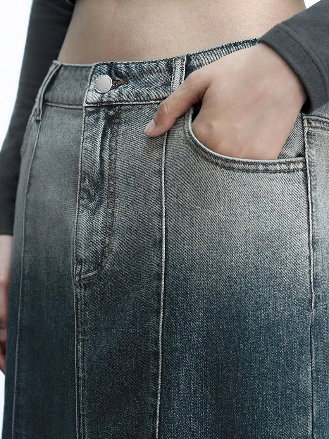 Midi Fishtail Denim Skirts