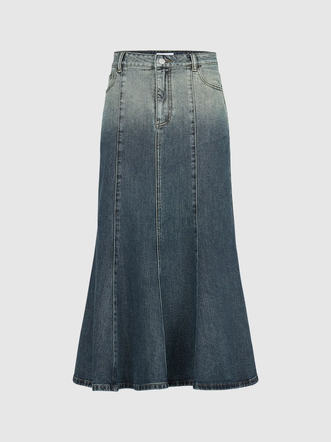 Midi Fishtail Denim Skirts