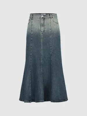 Midi Fishtail Denim Skirts