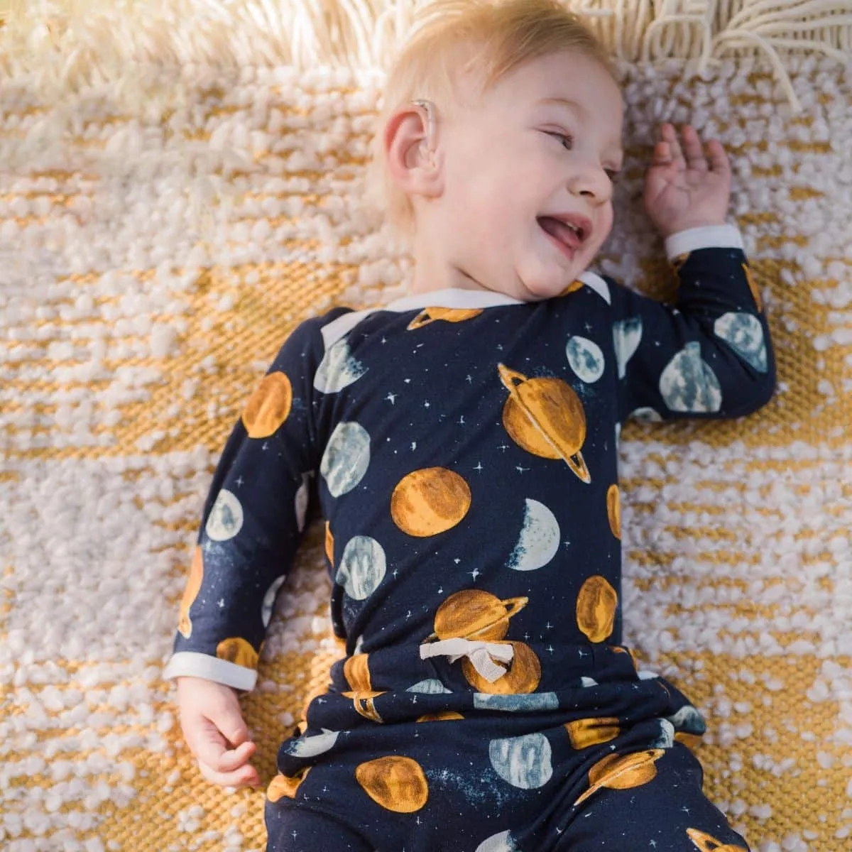 Milkbarn - Long Sleeve Bamboo Onesie - Planets