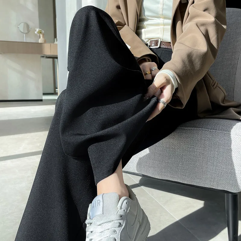 Minimalist Style High Rise Drawstring Waisted Pleated Trousers