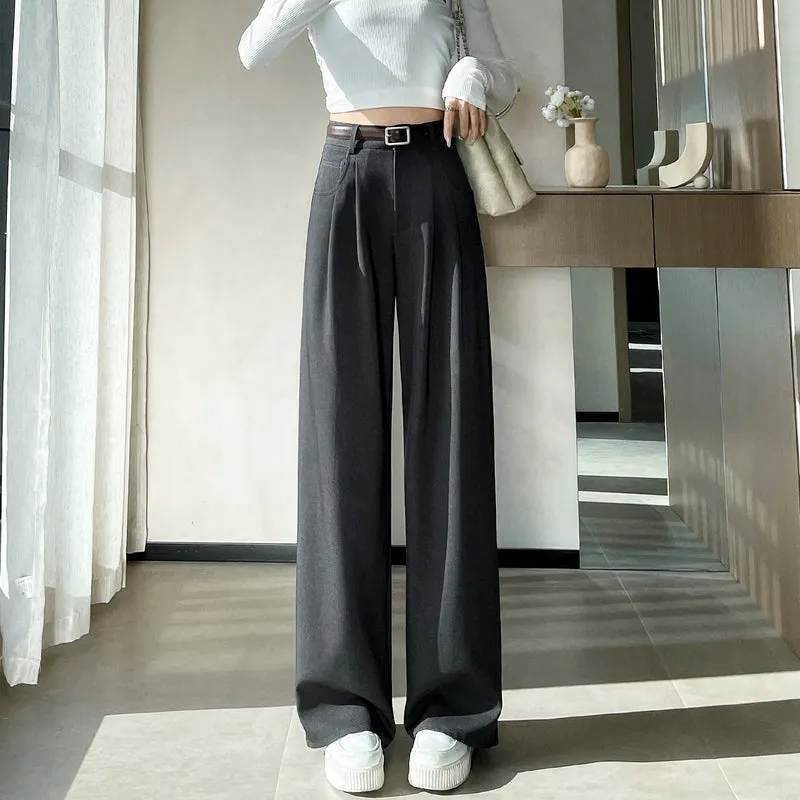 Minimalist Style High Rise Drawstring Waisted Pleated Trousers