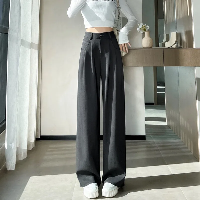 Minimalist Style High Rise Drawstring Waisted Pleated Trousers
