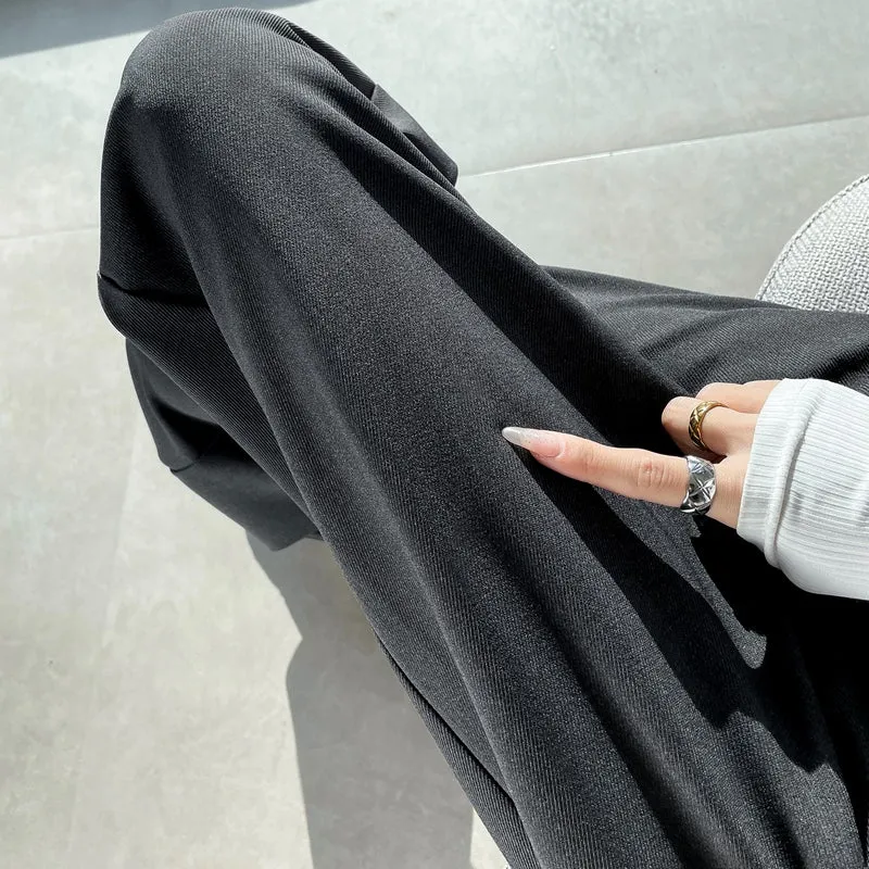 Minimalist Style High Rise Drawstring Waisted Pleated Trousers