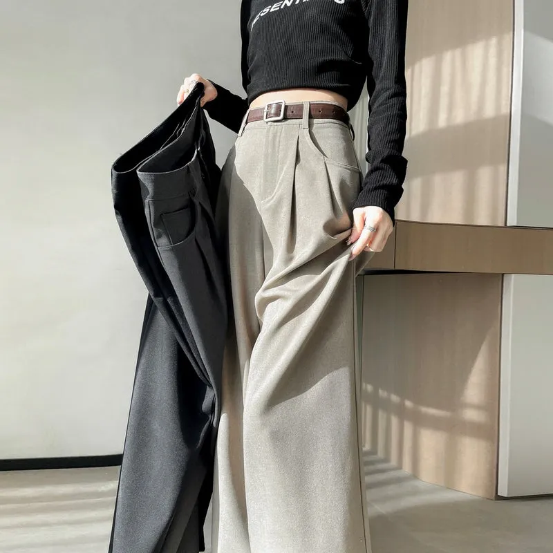 Minimalist Style High Rise Drawstring Waisted Pleated Trousers
