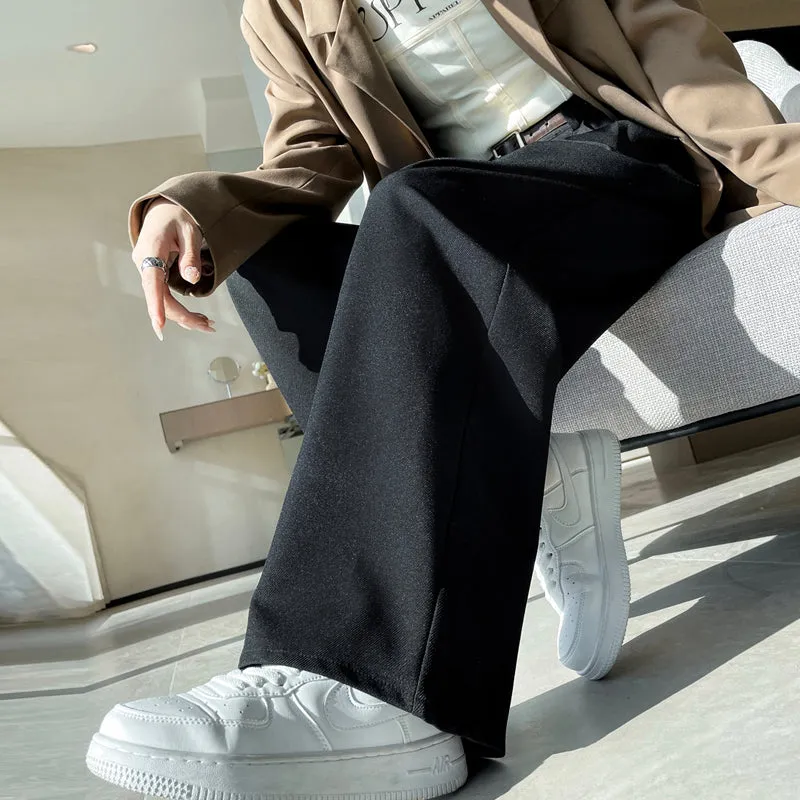 Minimalist Style High Rise Drawstring Waisted Pleated Trousers