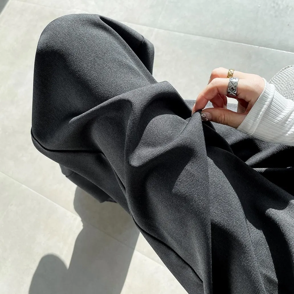 Minimalist Style High Rise Drawstring Waisted Pleated Trousers