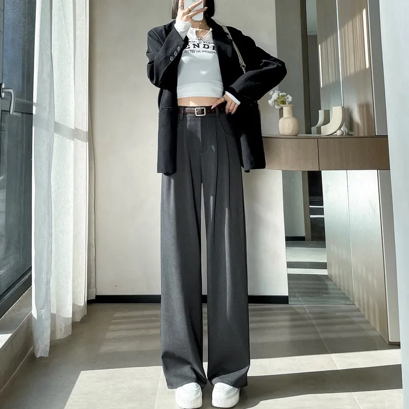 Minimalist Style High Rise Drawstring Waisted Pleated Trousers