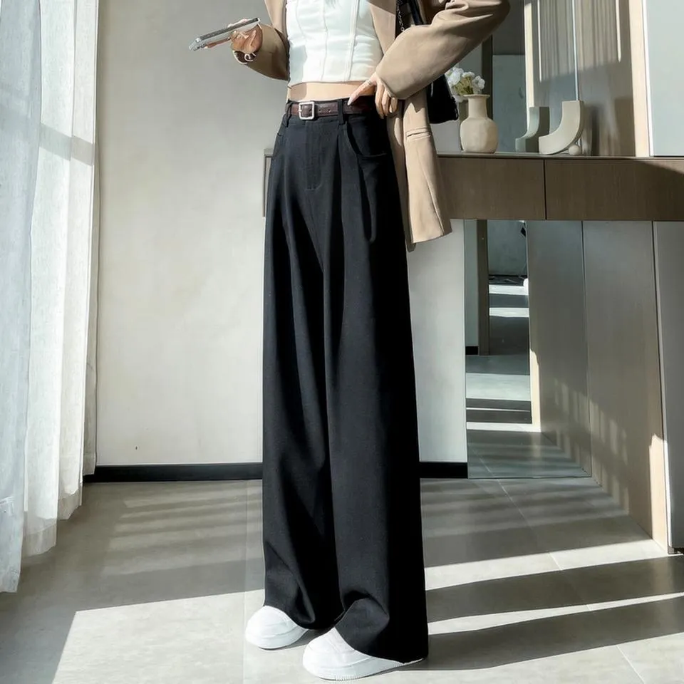 Minimalist Style High Rise Drawstring Waisted Pleated Trousers