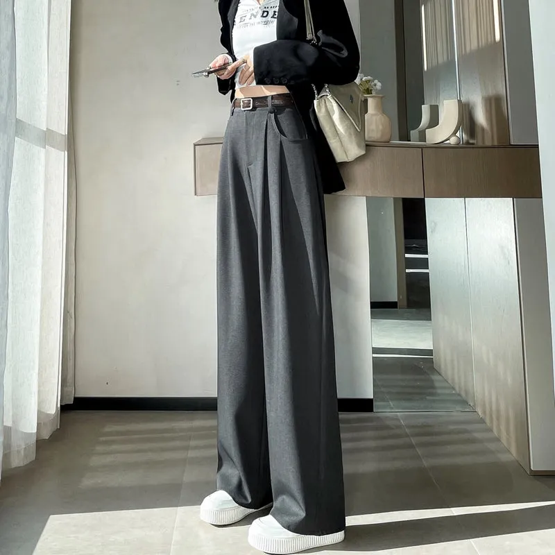 Minimalist Style High Rise Drawstring Waisted Pleated Trousers