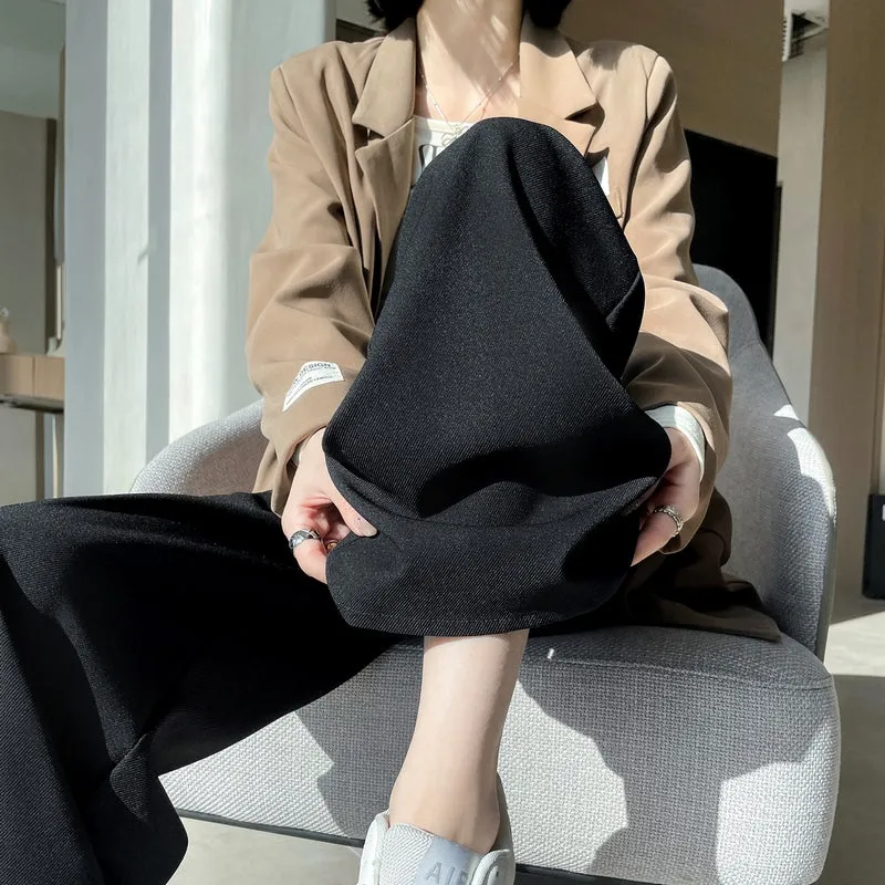 Minimalist Style High Rise Drawstring Waisted Pleated Trousers