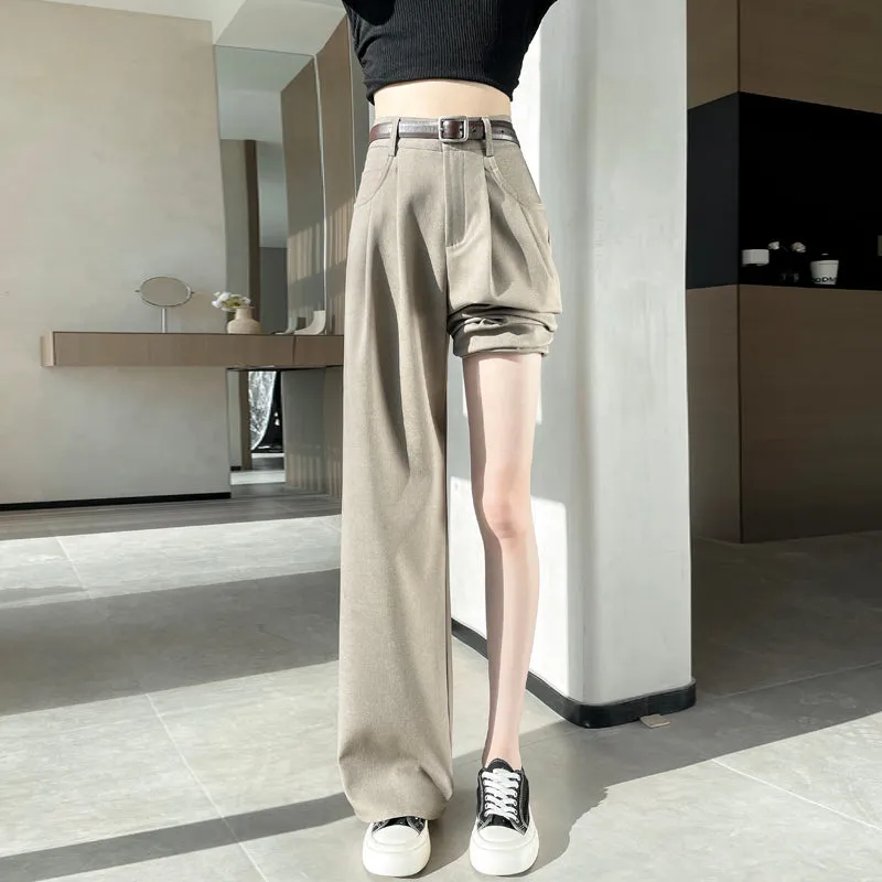 Minimalist Style High Rise Drawstring Waisted Pleated Trousers