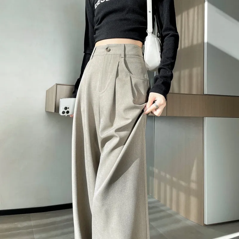 Minimalist Style High Rise Drawstring Waisted Pleated Trousers