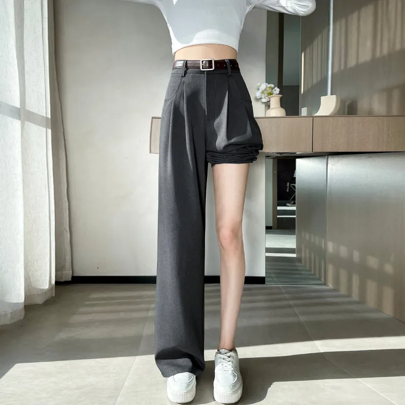 Minimalist Style High Rise Drawstring Waisted Pleated Trousers