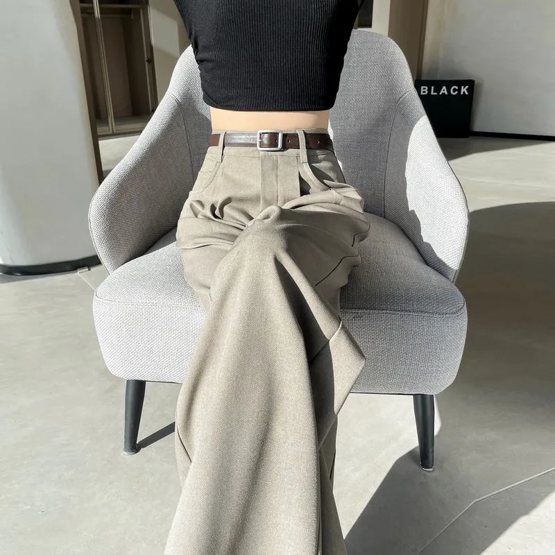 Minimalist Style High Rise Drawstring Waisted Pleated Trousers