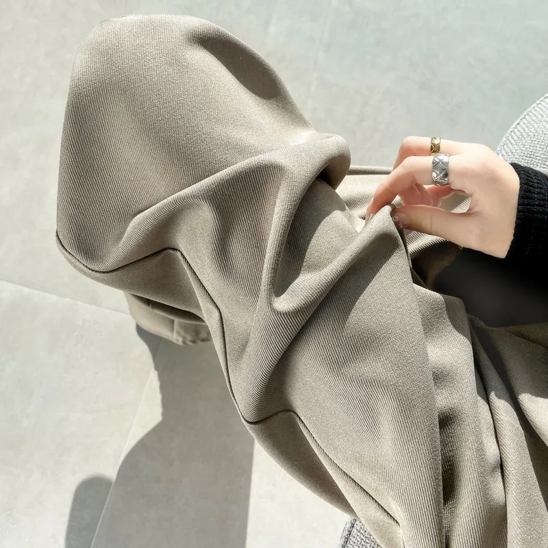 Minimalist Style High Rise Drawstring Waisted Pleated Trousers