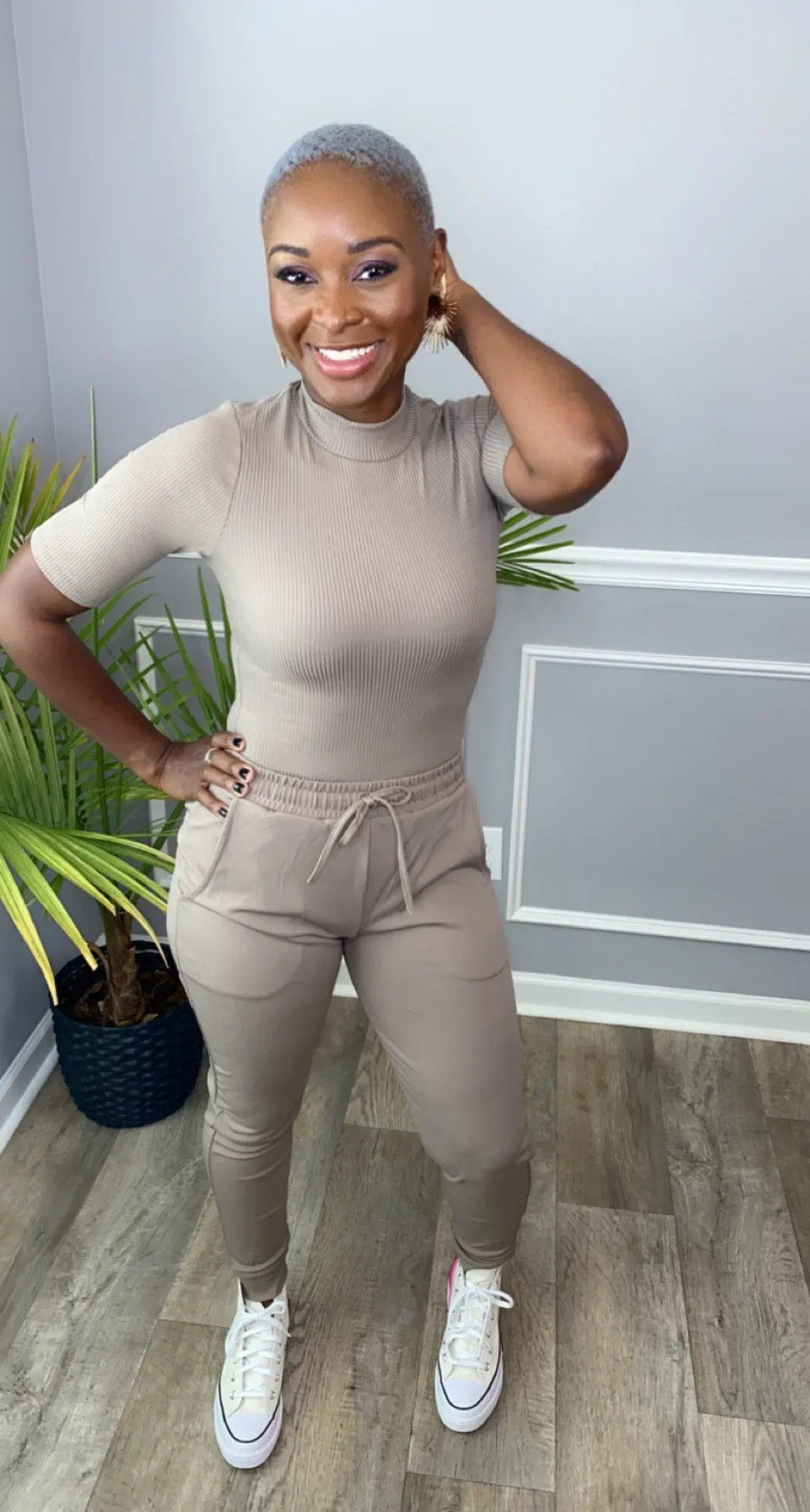 Mock Neck Ribbed Bodysuit