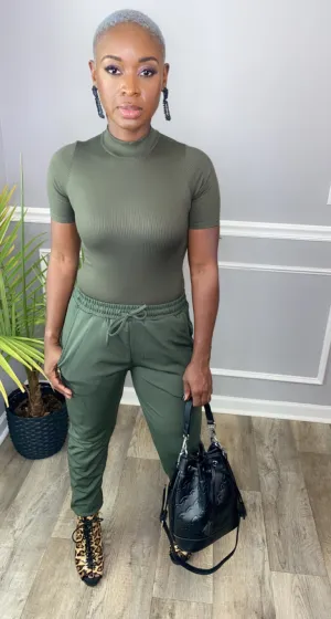 Mock Neck Ribbed Bodysuit