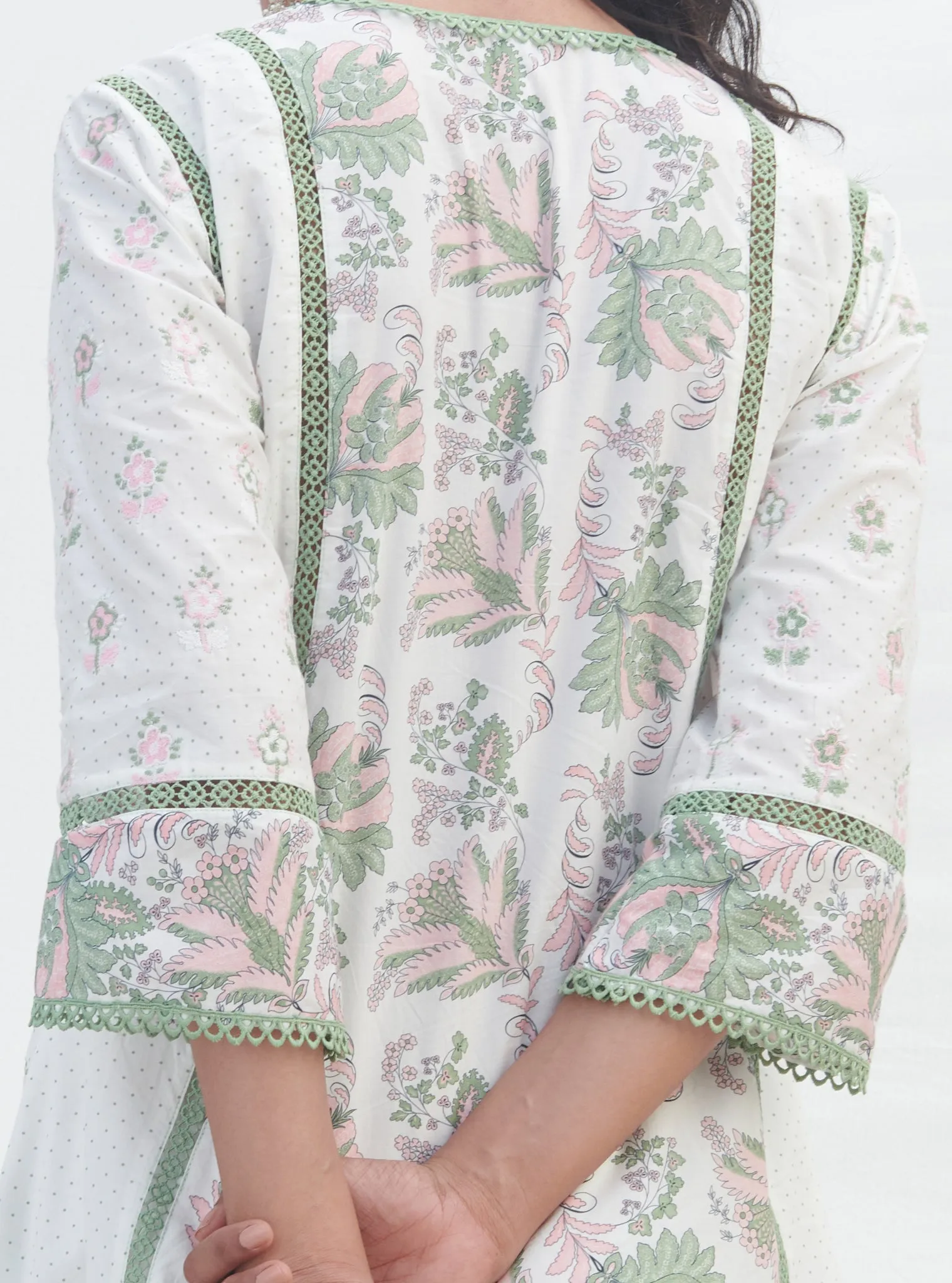 Mulmul Cotton Kalina Green Kurta With Mulmul Cotton Kalina Green Pant