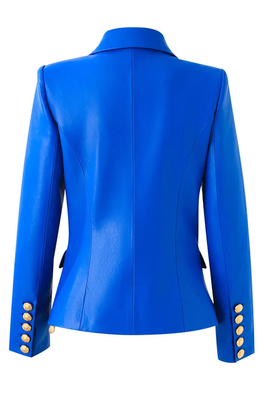 Nadine Double Breasted Faux Leather Blazer
