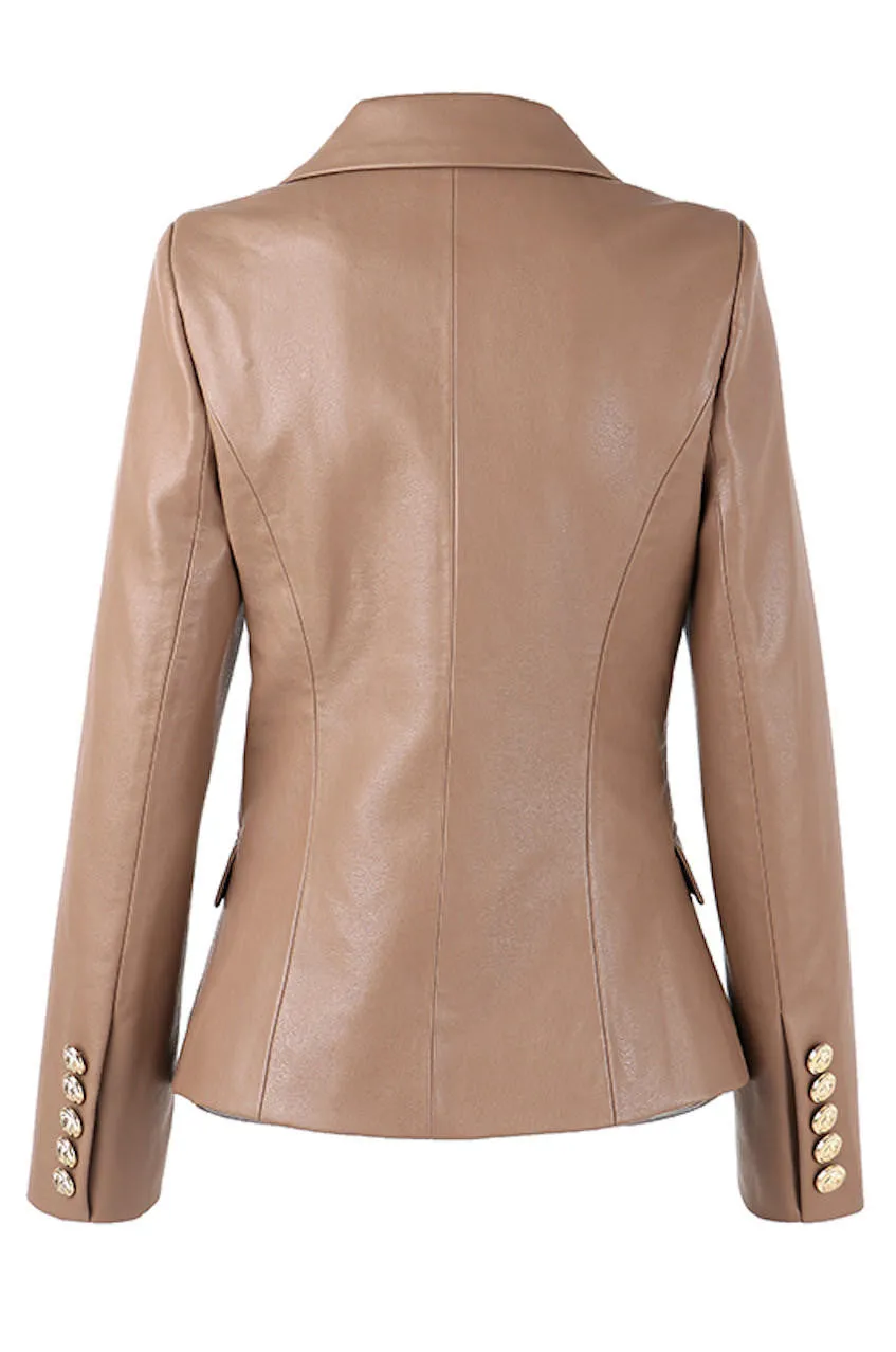 Nadine Double Breasted Faux Leather Blazer