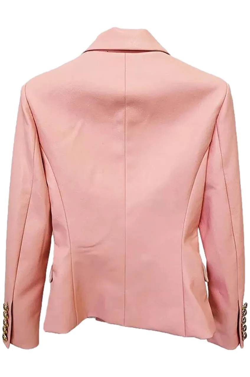 Nadine Double Breasted Faux Leather Blazer