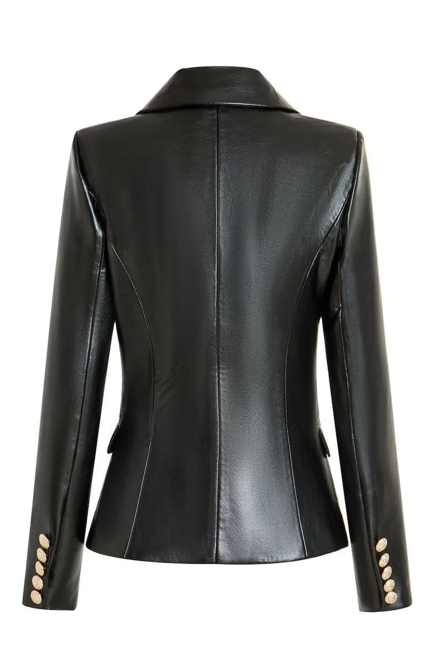 Nadine Double Breasted Faux Leather Blazer