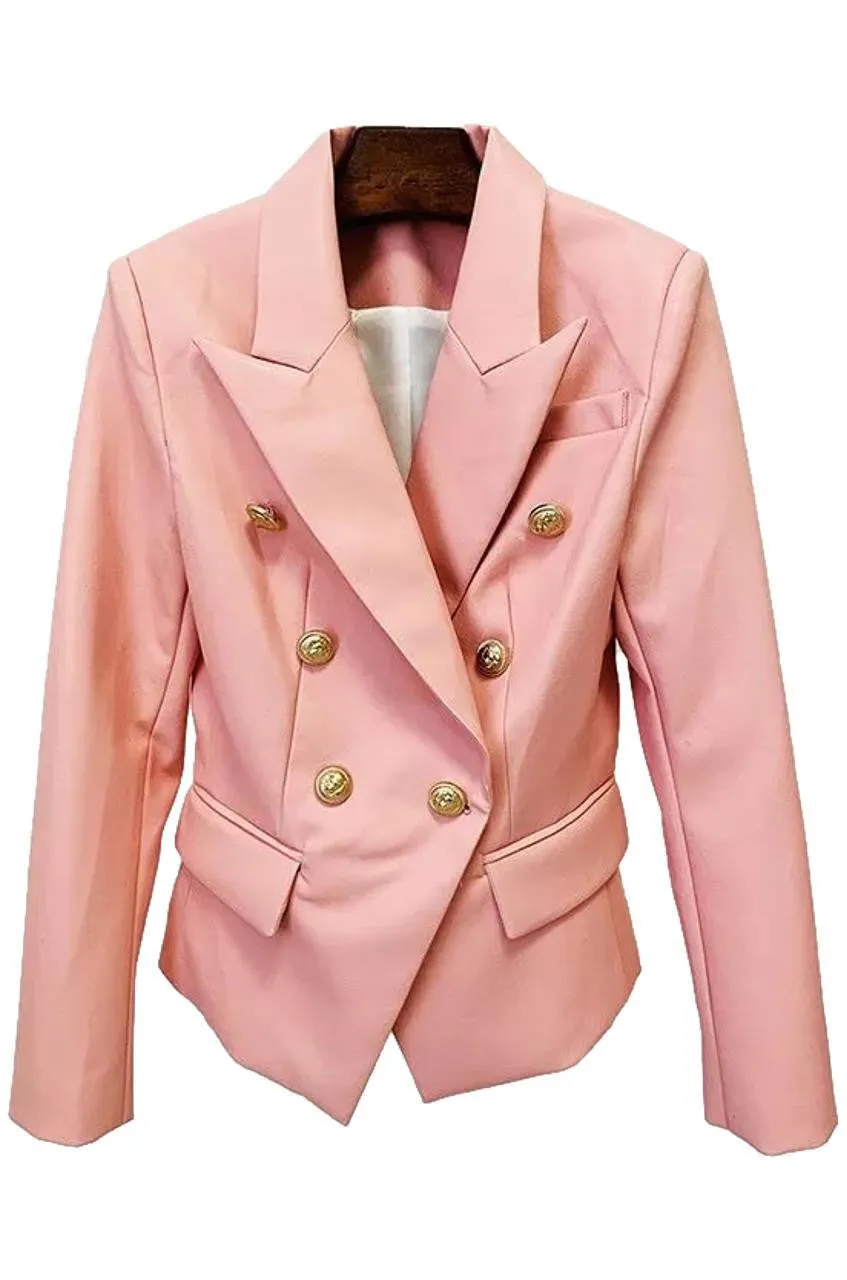 Nadine Double Breasted Faux Leather Blazer