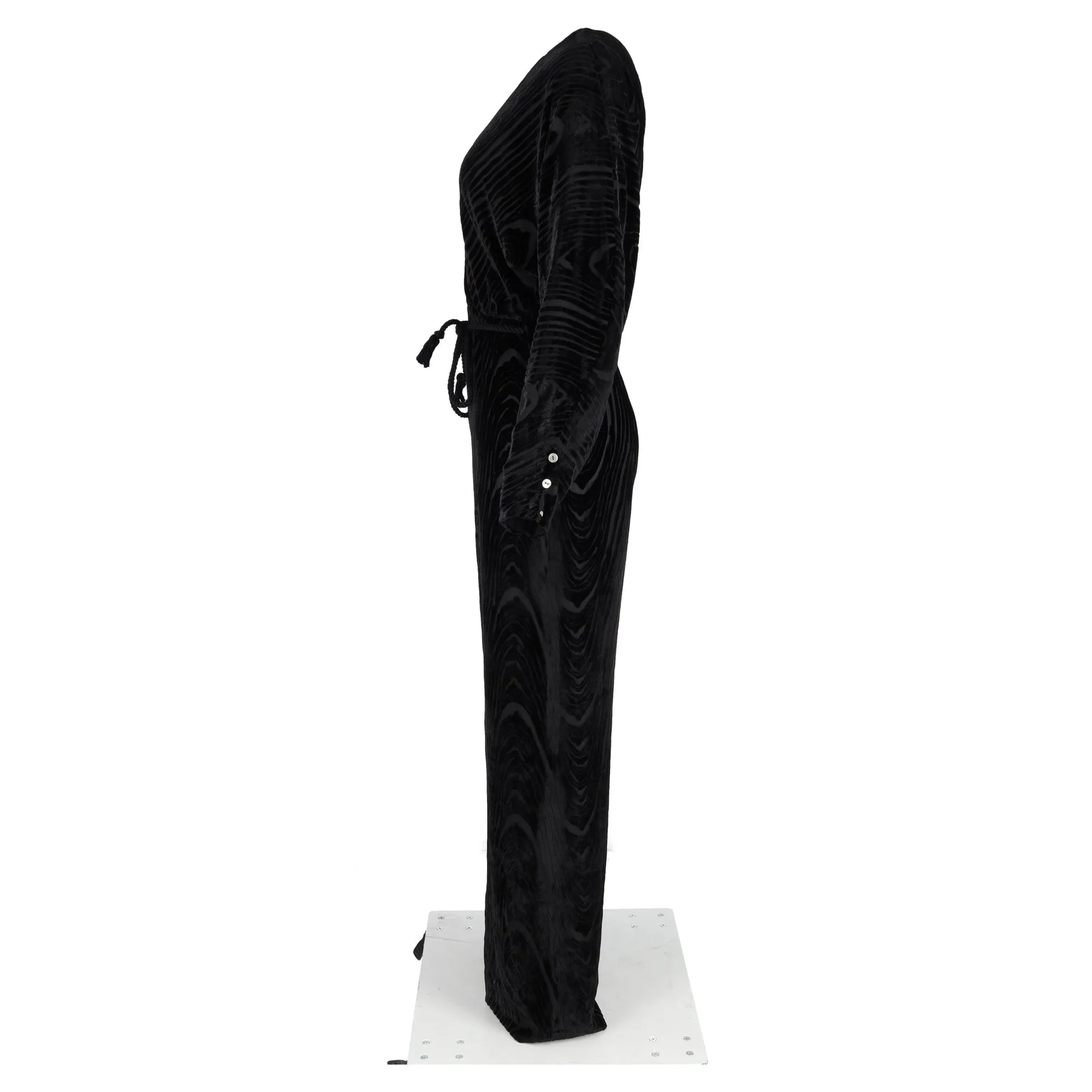 Nanushka Jax Wrap-Effect Devoré Jumpsuit in Black Velvet