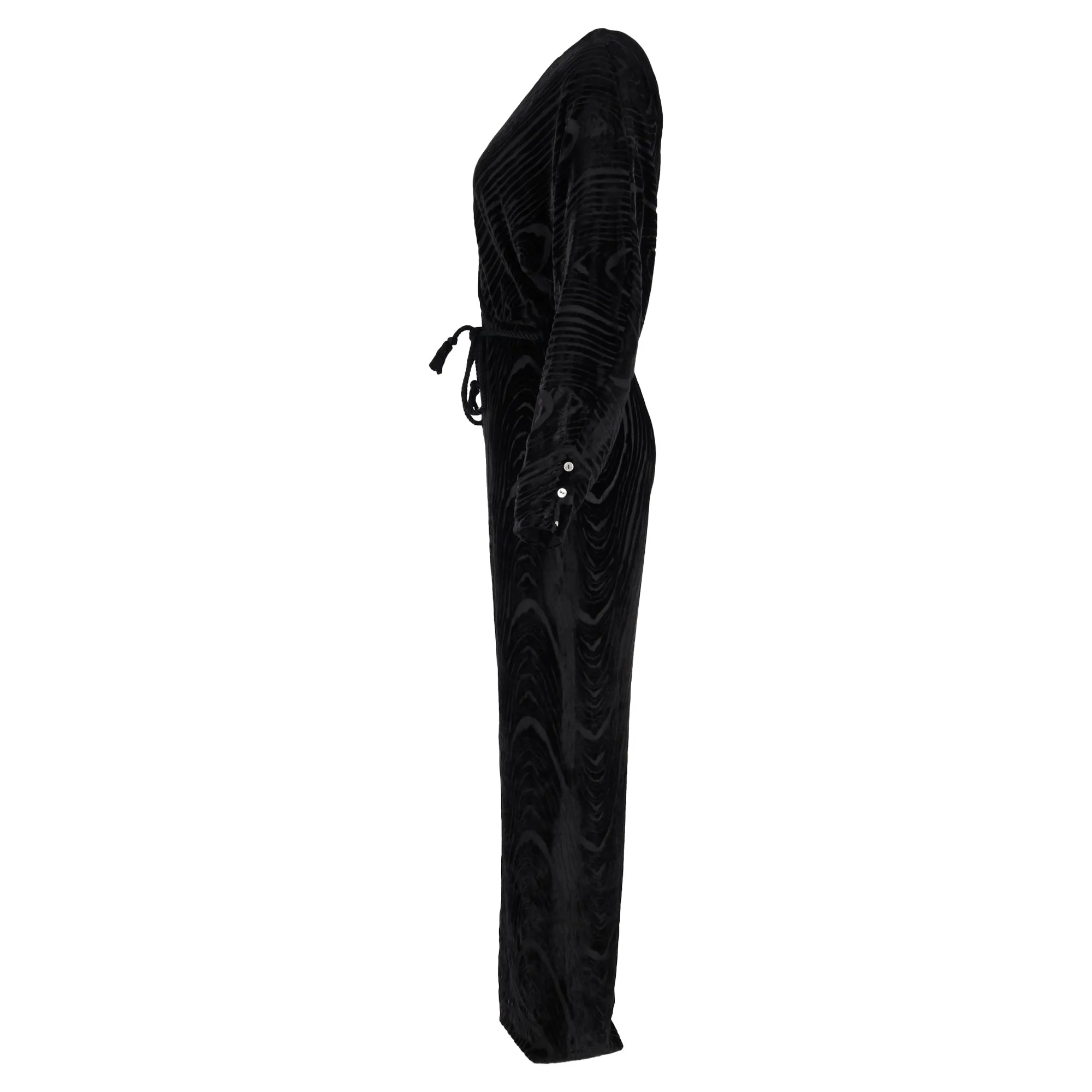 Nanushka Jax Wrap-Effect Devoré Jumpsuit in Black Velvet