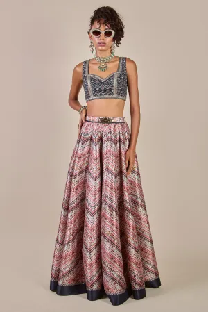 Navy Blue - Multi Hued Skirt Set
