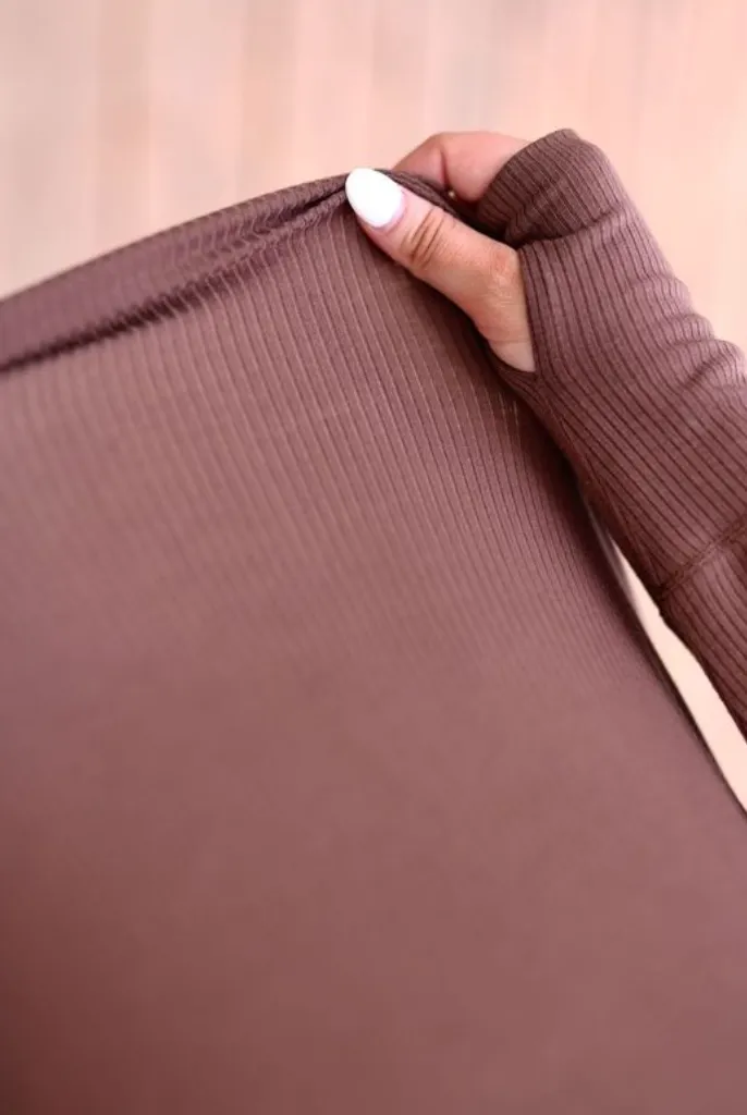 Never Better Ribbed Light Weight LS - Espresso