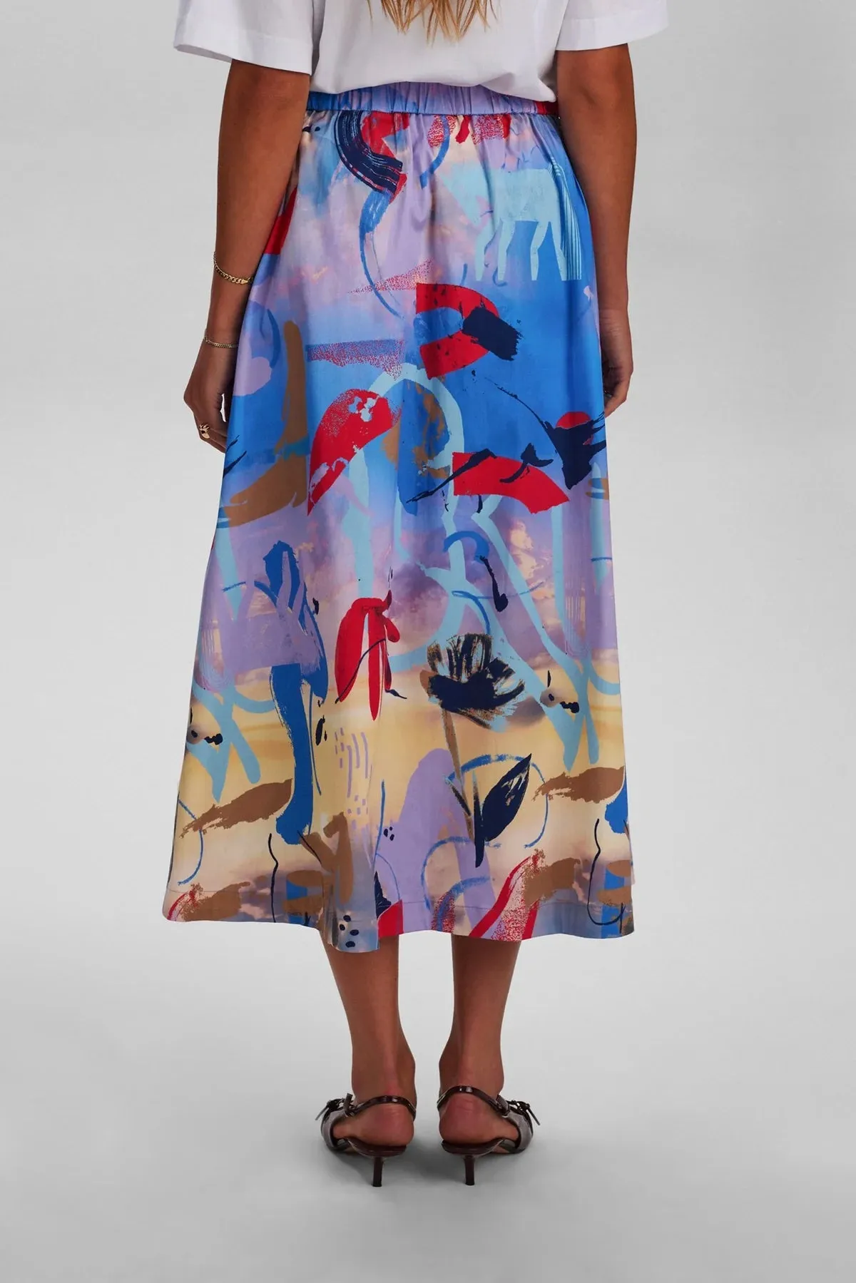 Numph Nugloria Blue Print Midi Skirt