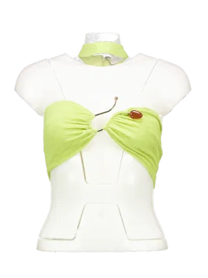 Oh Polly Green Cielo Hardware Detail Choker Crop Top UK 8