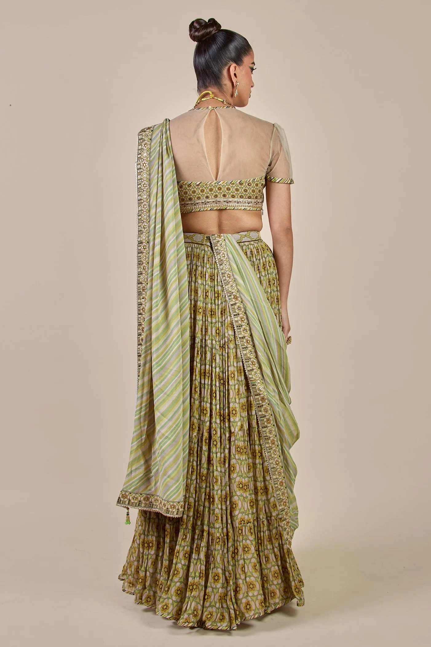 Olive Yellow Skirt Set