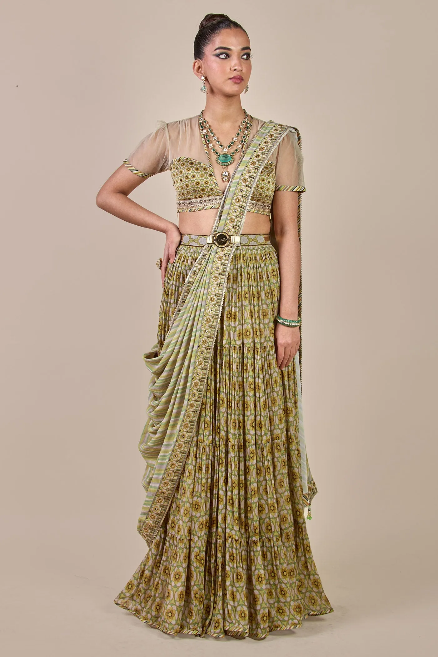 Olive Yellow Skirt Set