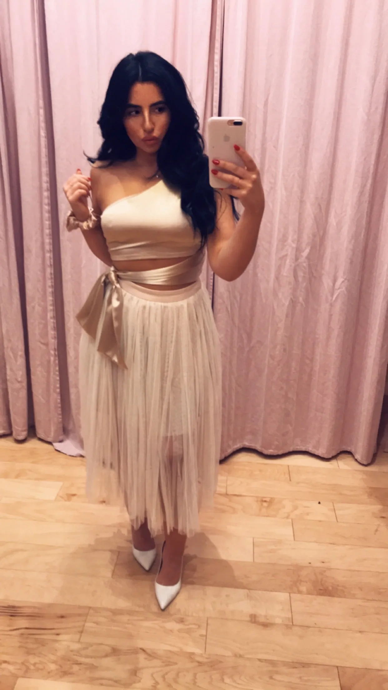 One Shoulder Tie Waist Crop Top