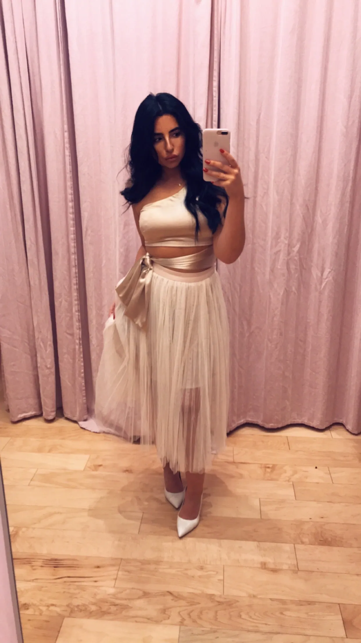One Shoulder Tie Waist Crop Top