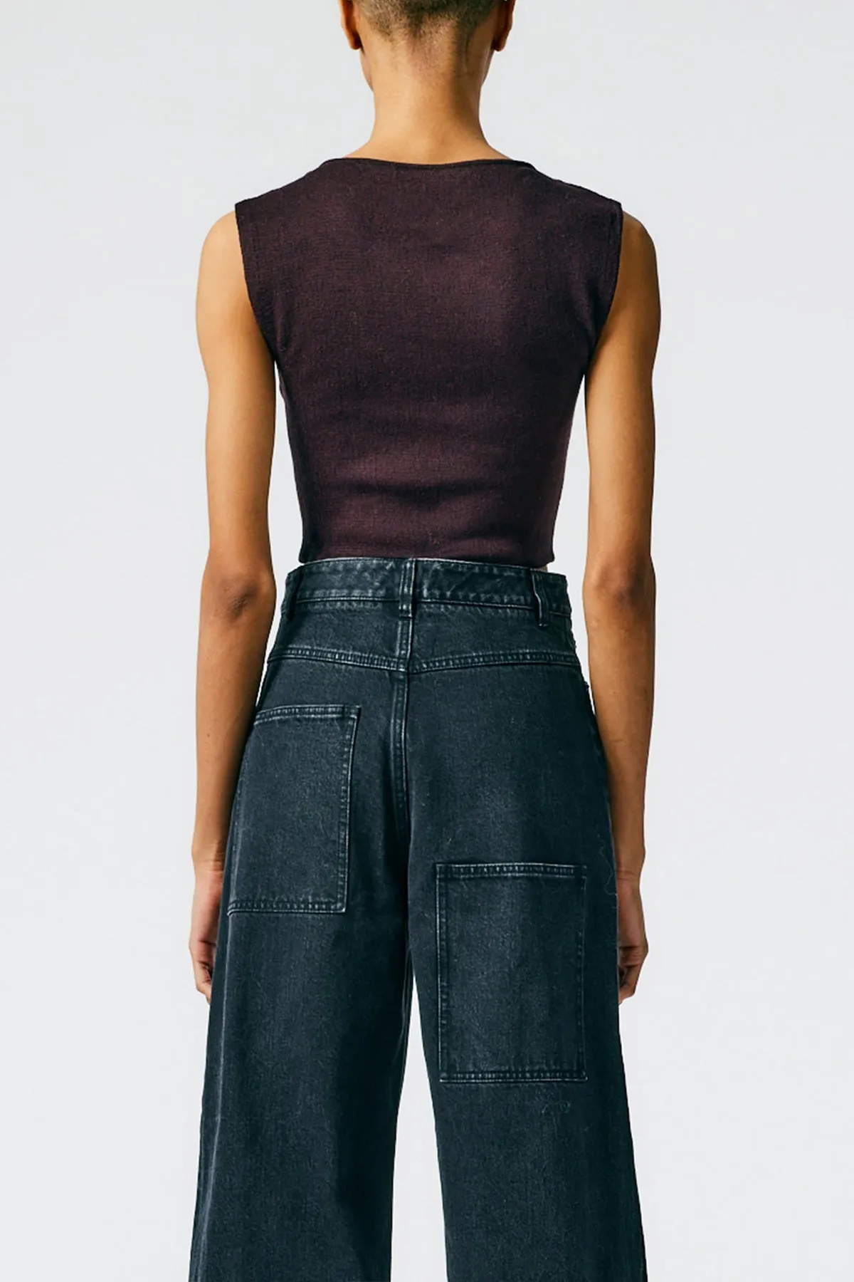 Organic Cotton Tencel Tube Cropped Tank in Burnt Brown