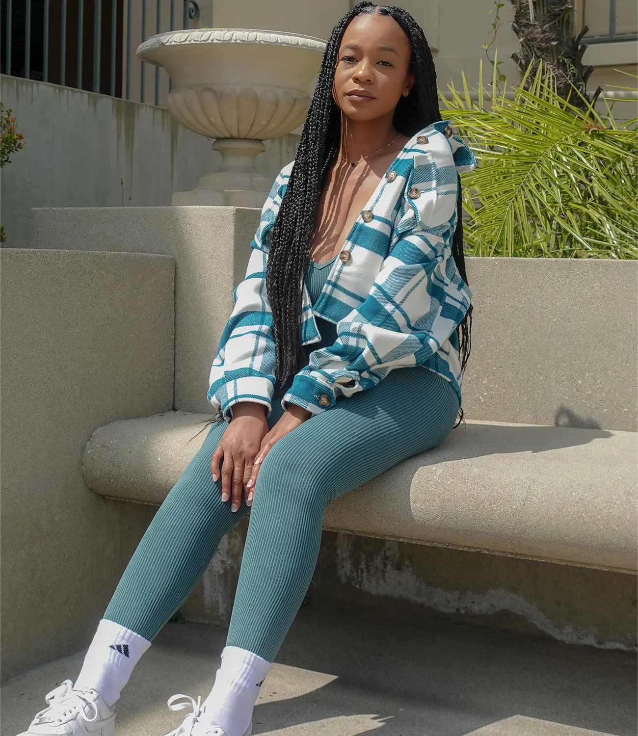 Out & About Ribbed Jumpsuit(Teal)