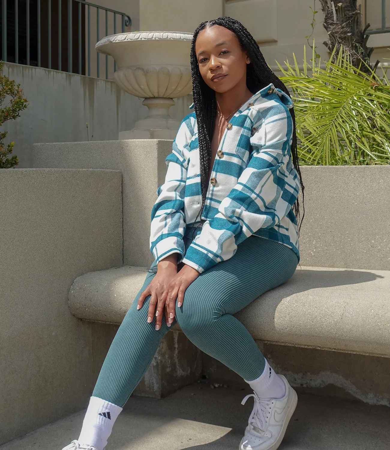 Out & About Ribbed Jumpsuit(Teal)