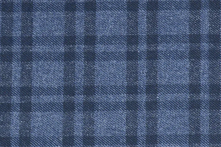 Oxford Blue Tweed Fabric with Small Black Checks ( 2 Meter Cut Piece)