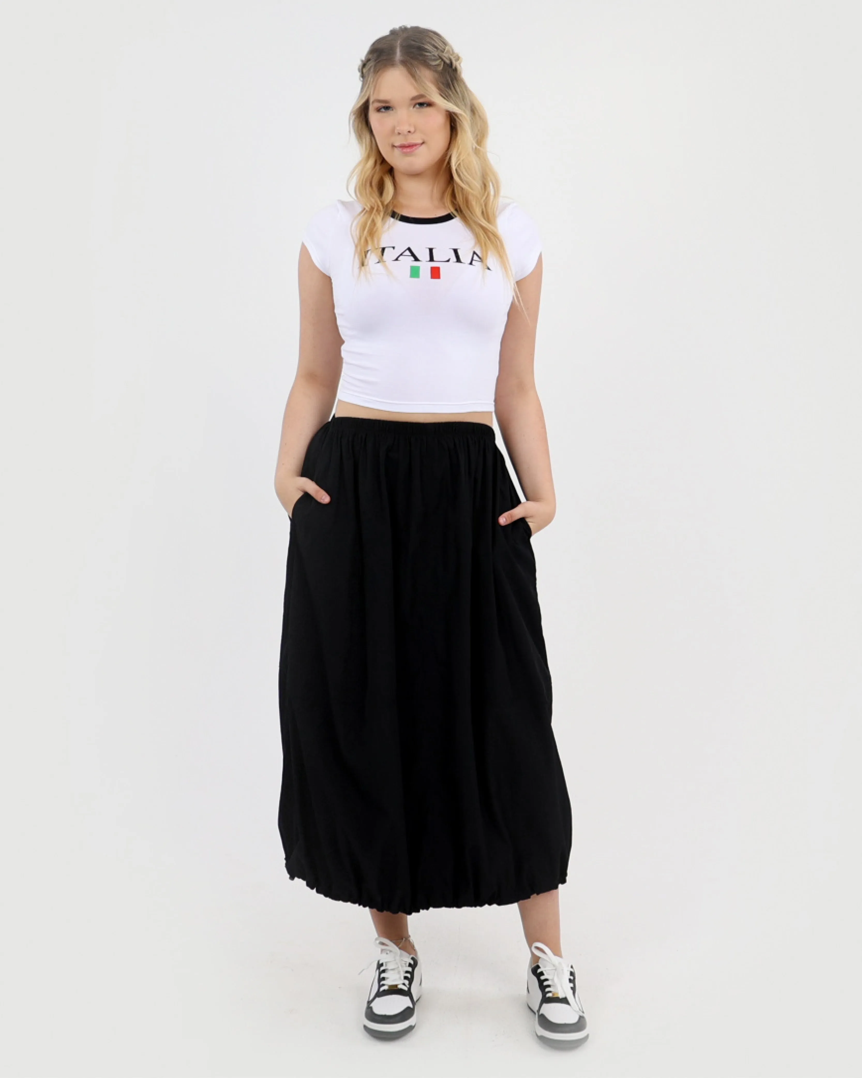 Parachute Draw-cord Midi Skirt