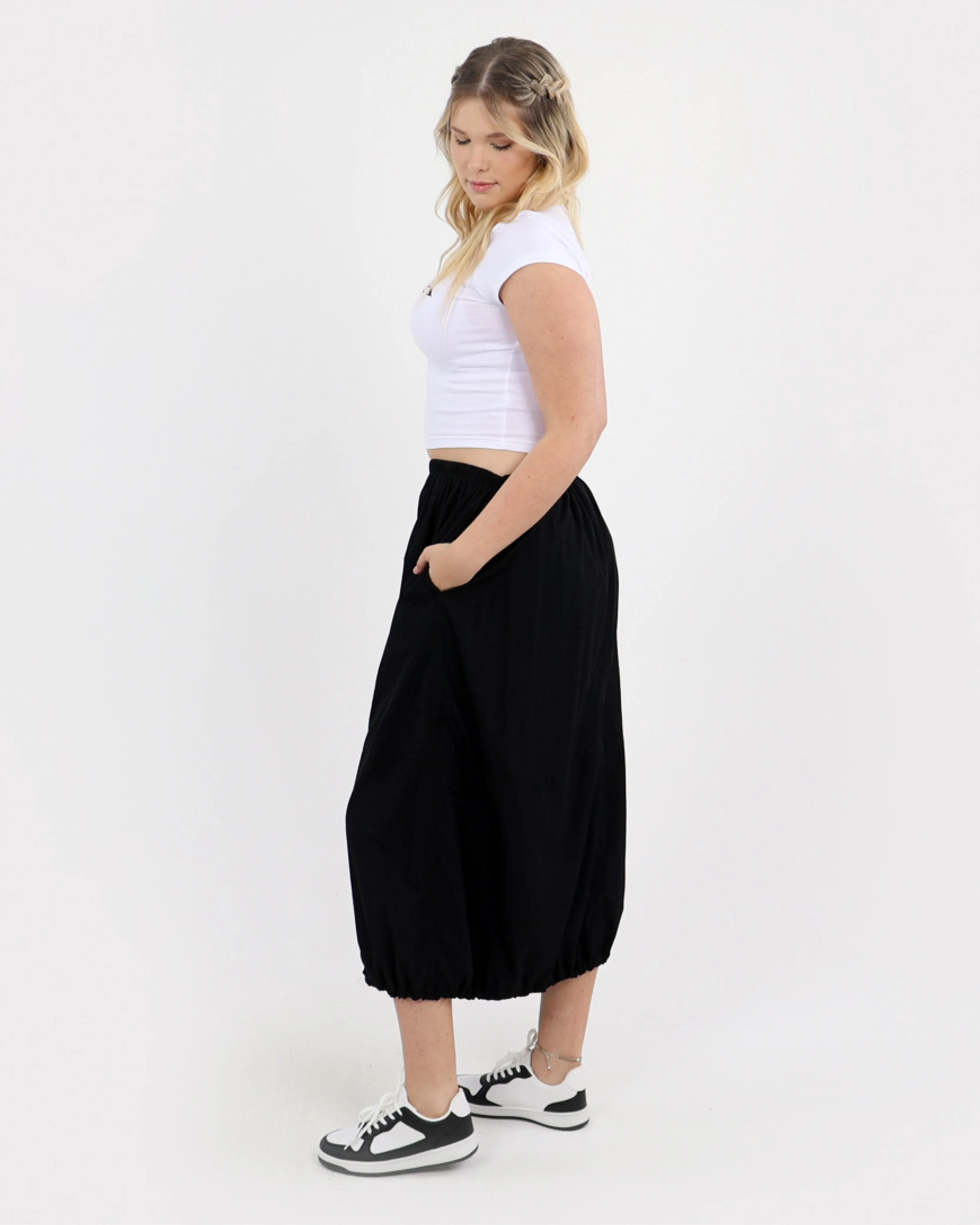 Parachute Draw-cord Midi Skirt