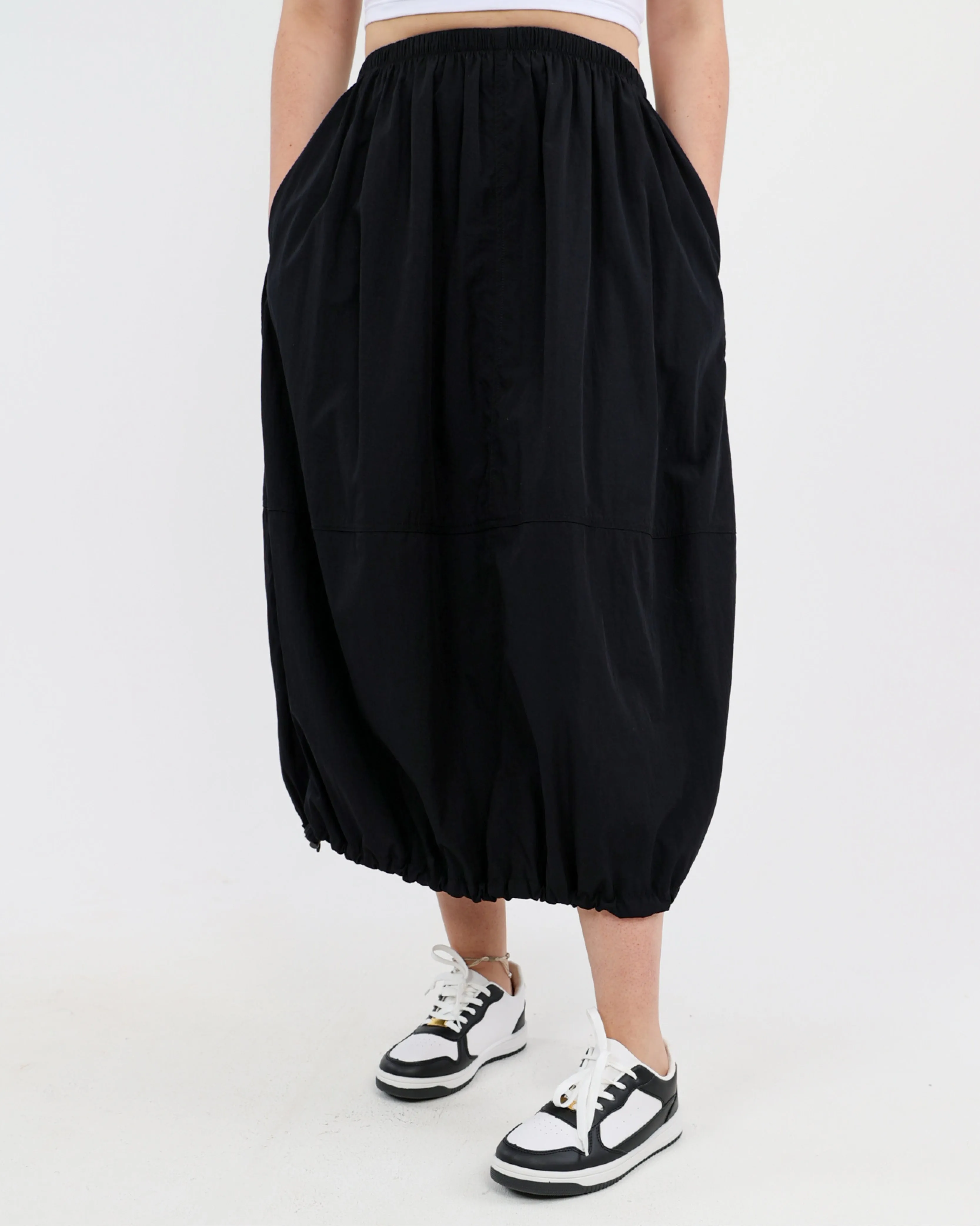 Parachute Draw-cord Midi Skirt